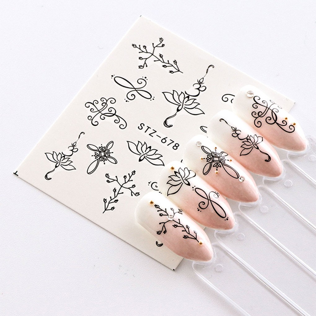 [Hàng mới về] Set 8 tờ nhãn dán hoa văn trang trí móng tay