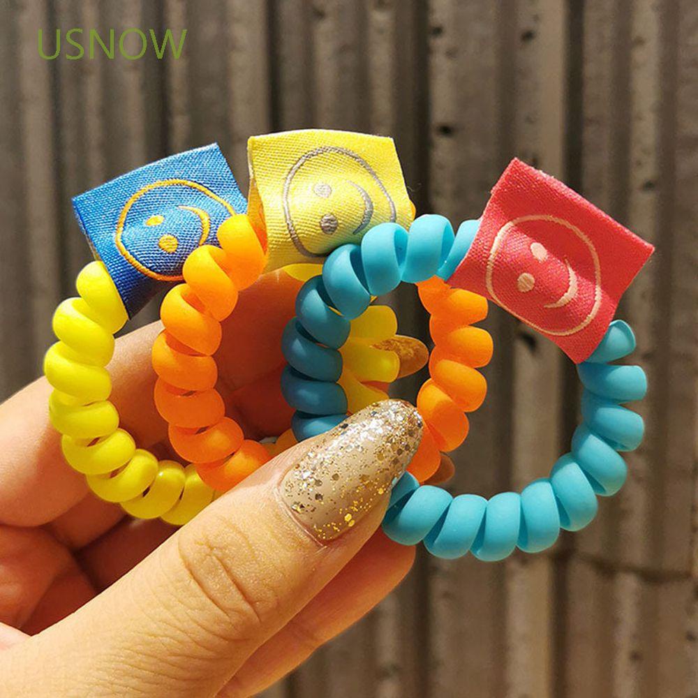 Dây Buộc Tóc Co Giãn Mặt Cười Màu Dạ Quang Phong Cách Hàn Quốc Cho Nữ