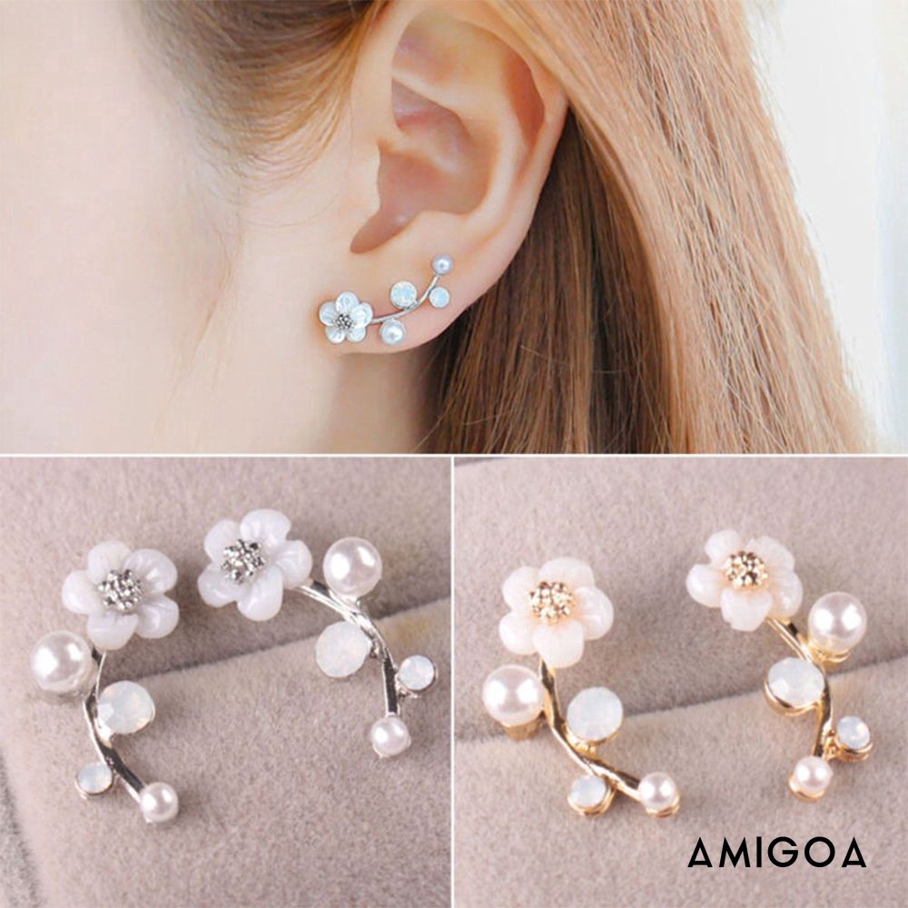 ✨✨Đôi bông tai hình hoa phối đính ngọc trai thời trang cho nữ