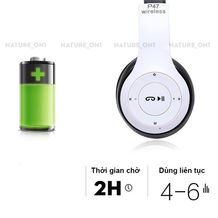 Tai Nghe Bluetooth ⚡️𝐅𝐑𝐄𝐄 𝐒𝐇𝐈𝐏⚡️ Chất Lượng Âm Thanh Tuyệt Hảo - Hỗ Trợ Thẻ Nhớ- P47 ( BH 1 Đổi 1 - 30 Ngày )