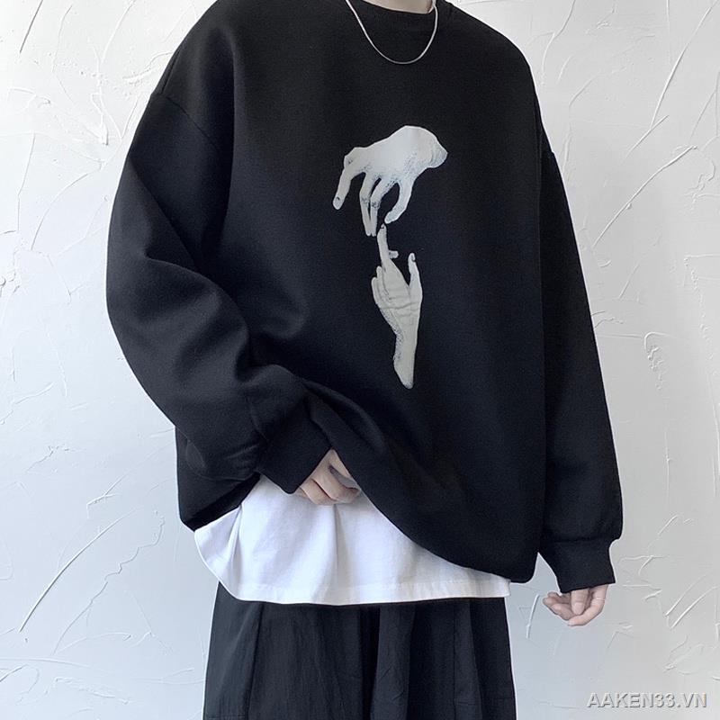 Áo khoác nam M-8XL Quần Sinh viên rời thời trang đẹp trai và linh hoạt pull INS xu hướng mùa thu giản dị dài tay in hình họa tiết quá khổ