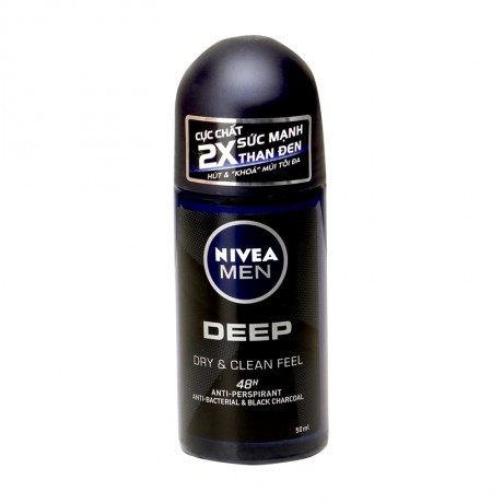 Lăn ngăn mùi than đen hoạt tính cho nam Nivea Men Deep Dry &amp; Clean Feel