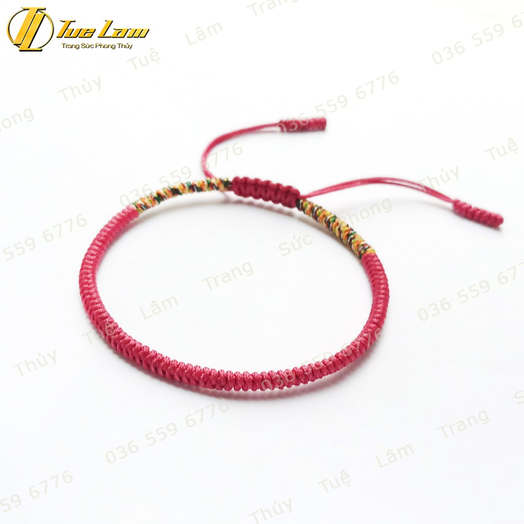 Vòng tay set 3 vòng chỉ tibets tây tạng màu xám hồng xanh bện handmade may mắn bình an