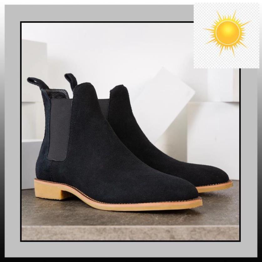 ️🥇 Giày Chelsea boots cao cổ thời trang nam chất liệu da lộn màu đen đế độn 3.5cm ️🥇