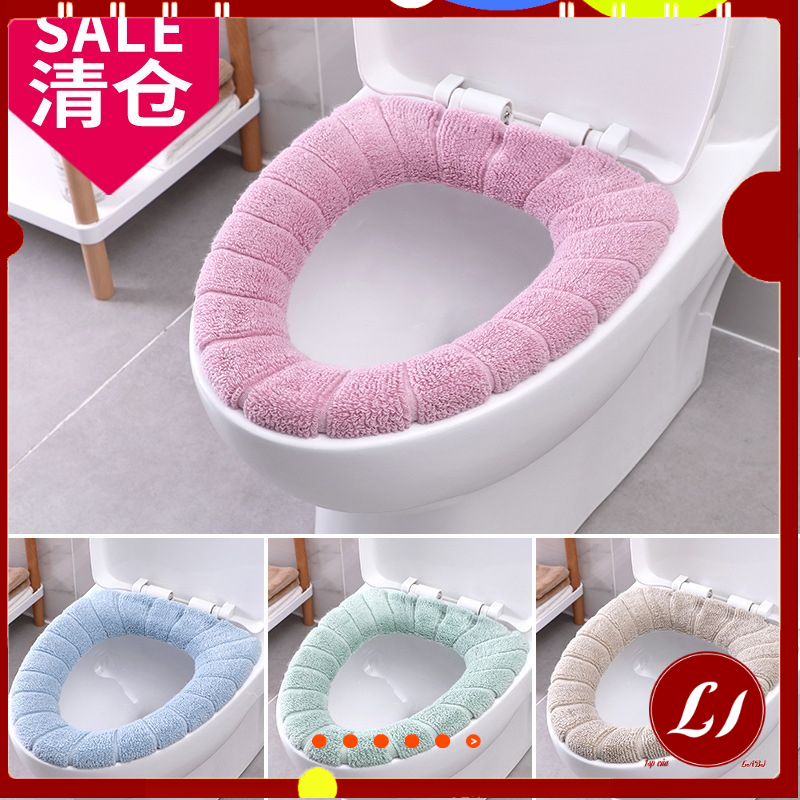 Miếng lót bồn cầu, toilet NỈ BÔNG TRÒN chống lạnh mùa đông - Labi