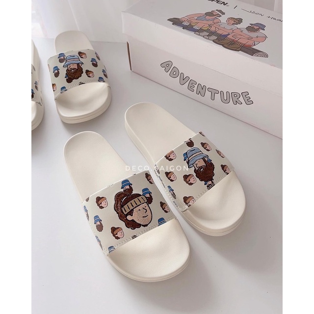 Dép quai ngang nam nữ unisex họa tiết Shoopen Campfire cao 2cm nhiều size – Hỗ trợ đổi size/tặng kèm box – Deco.saigon