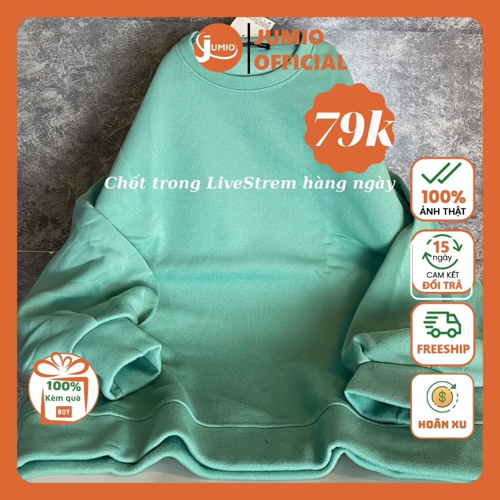 Áo Sweater nữ form rộng dáng dài phong cách Hàn Quốc, Áo phông dài tay lót nỉ chất dày dặn 2 màu đen xanh Freesize JUMIO