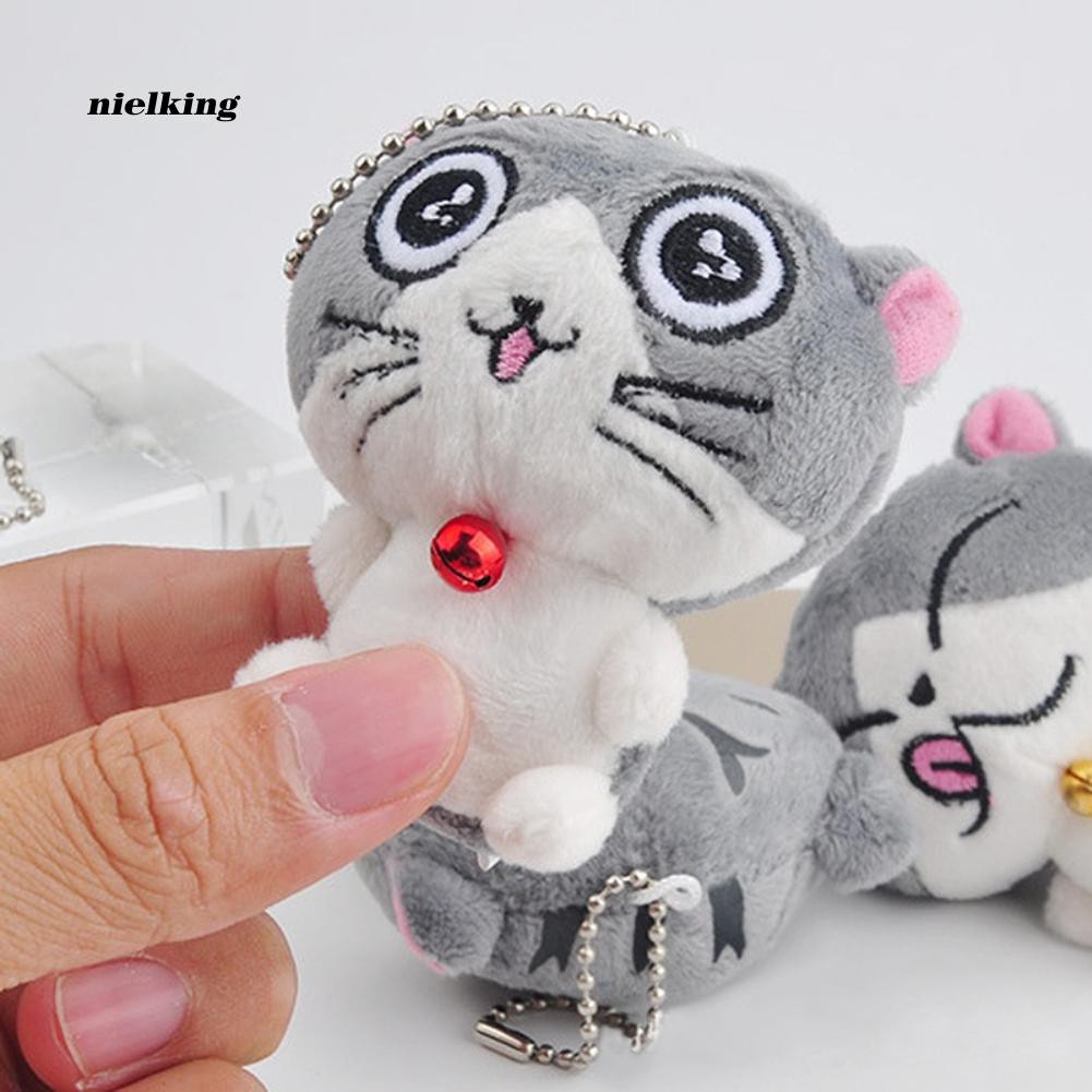 Đồ chơi thú nhồi bông hình chú mèo kèm móc khóa dài 8cm dễ thương