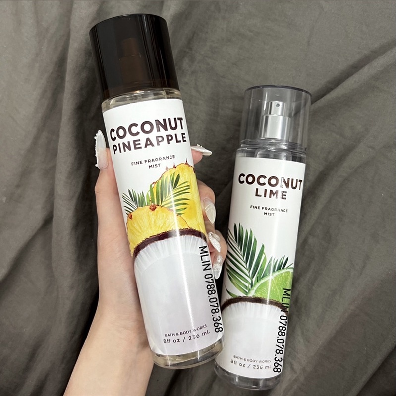 Nước Hoa Xịt Toàn Thân BBW Coconut Pineapple, Coconut Lime - Body Mist Bath & Body Work