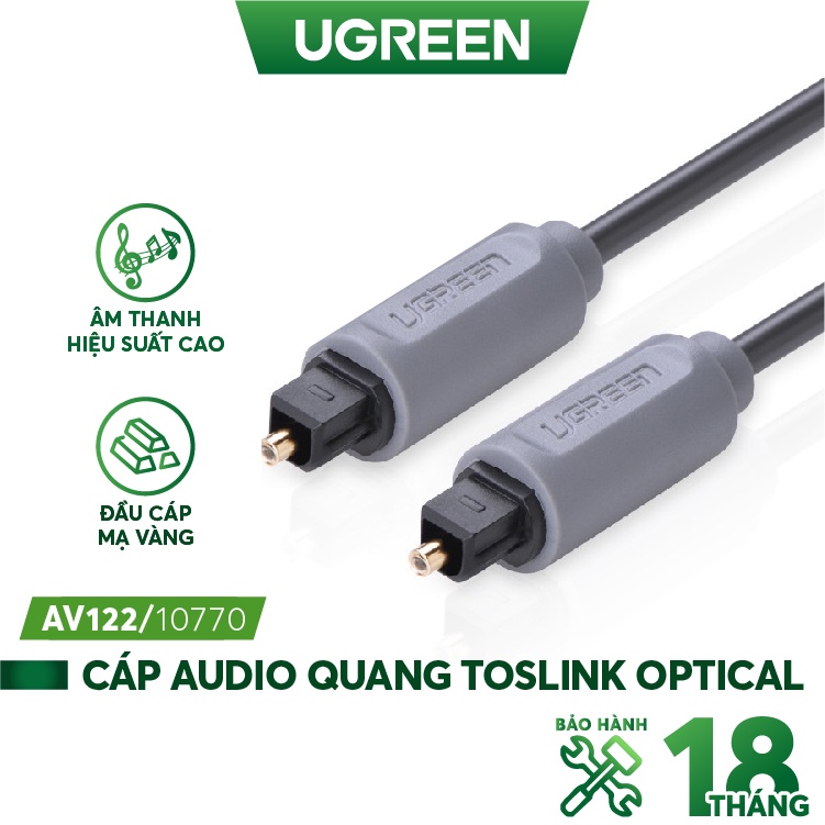 Dây audio quang (Toslink, Optical) UGREEN AV122 (đen) - Hàng phân phối chính hãng - Bảo hành 18 tháng