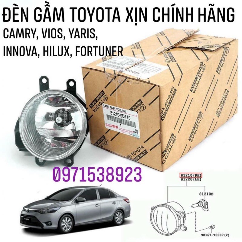 Đèn gầm toyota camry, innova, vios, yaris, corolla altis, fortuner xịn chính hãng toyota 81210-0d110 81220-0d110