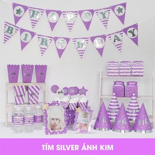 SET SINH NHẬT ÉP KIM MÀU TÍM