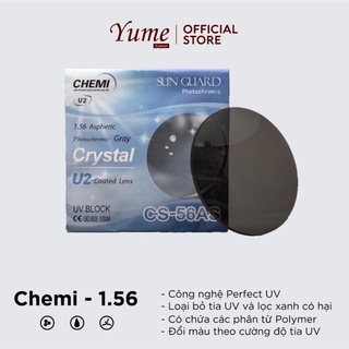 Tròng kính đổi màu chemi u2 1.56 asp - mắt kính cận loạn siêu mỏng chống trầy xước giảm bụi chống tia uv - yume eyewaer