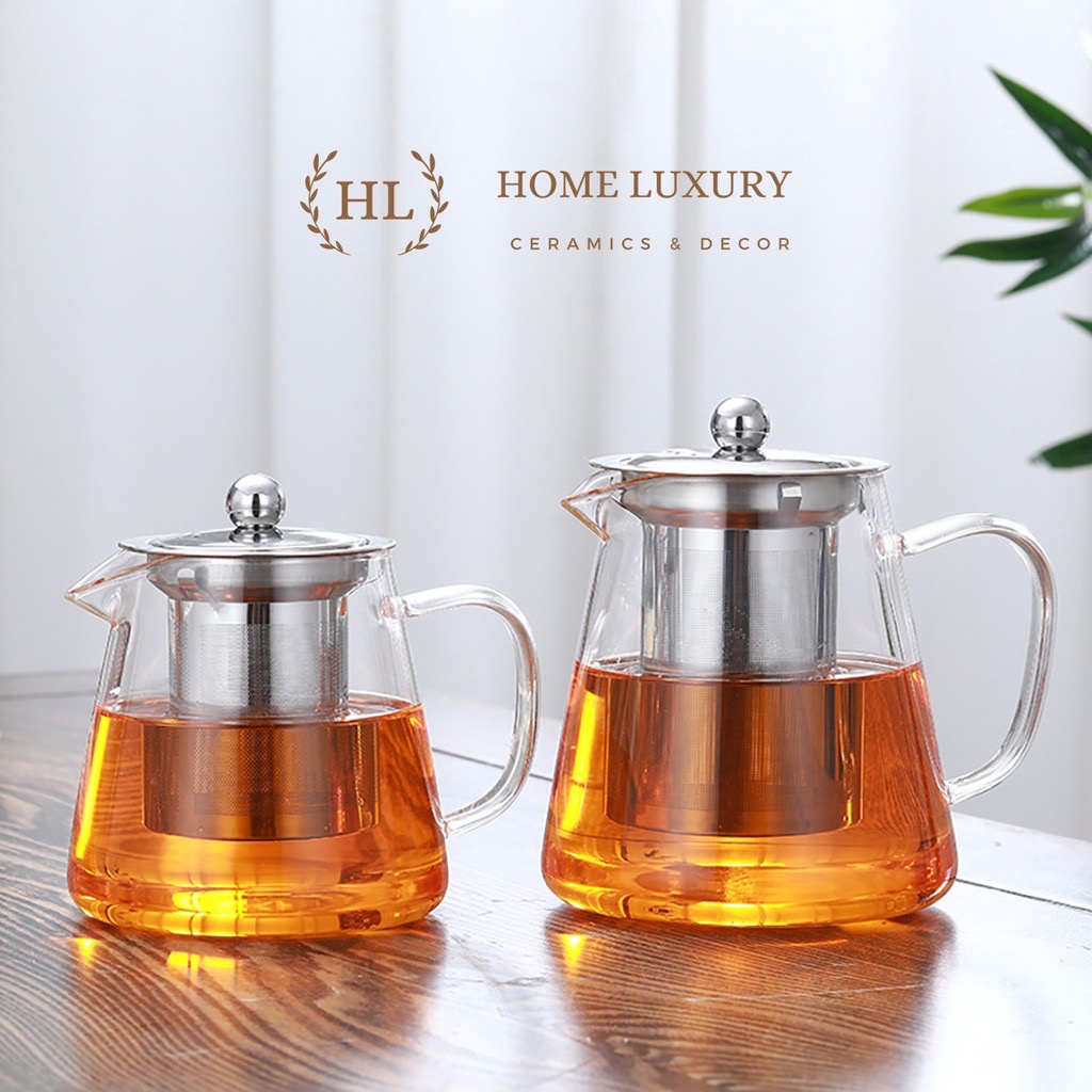 BST Ấm trà thủy tinh DELI có lõi lọc inox