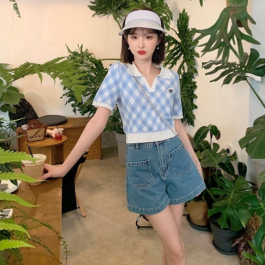 Áo Thun POLO Dệt Kim Tay Ngắn Kẻ Sọc Dễ Phối Đồ