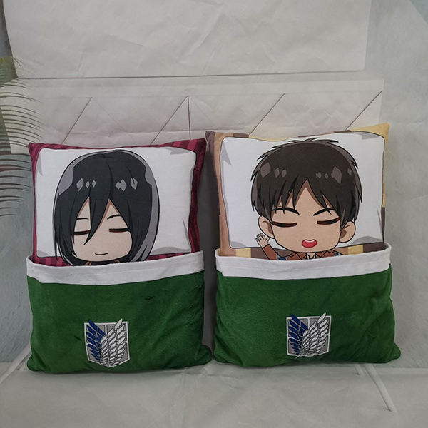 Attack on Titan Sleep Pillow Plush Cushion Ackerman Levi Eren Mikasa Reversible Home Soft Comfortable Pillows Gift