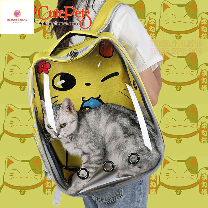 [Mã giảm mỹ phẩm chính hãng] Balo phi hành gia trong hình Mặt mèo - ibox chọn màu Phụ kiện chó chó mèo Hà Nội