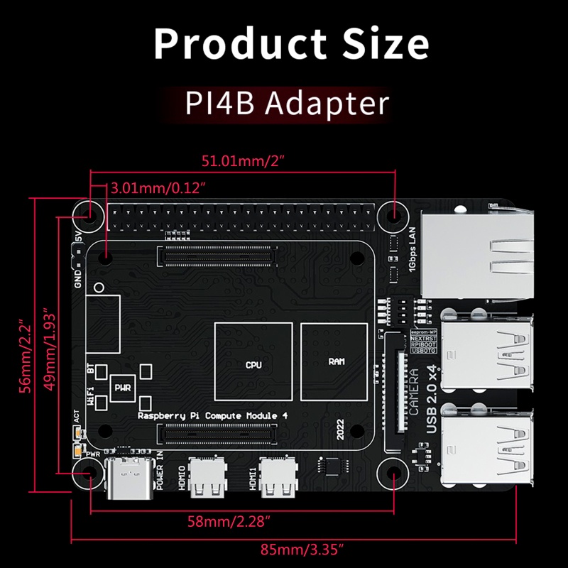 Bảng Mạch Chuyển Đổi Bigtreetechbt PI4B Hỗ Trợ CM4 Add Bạch Tuộcv1.0 Cho Máy In 3D