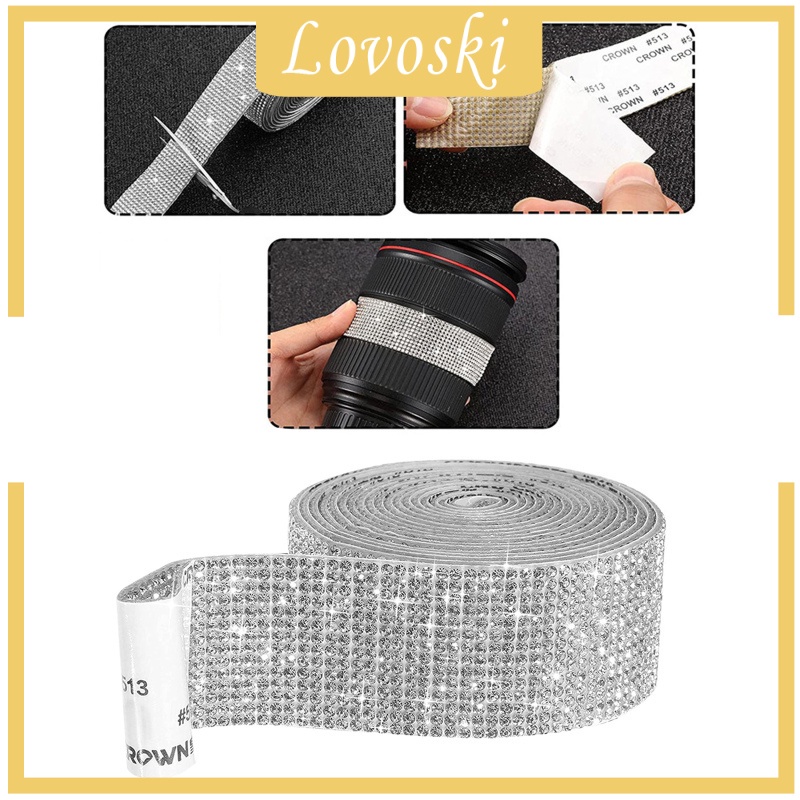 Cuộn Dây Ruy Băng Đính Đá Giả Kim Cương Tự Dính 1.4cm Dùng Trang Trí Xe Hơi DIY