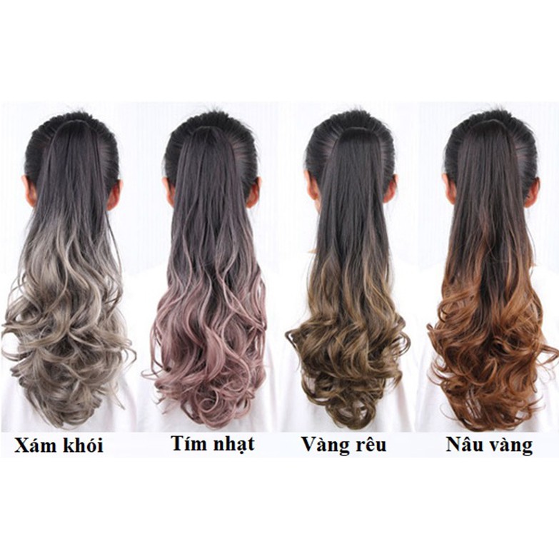 Tóc giả ngoạm ombre 55cm FREESHIP Ngoạm tóc giả omber phối màu