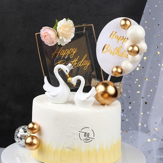 Thẻ Trang Trí Bánh Kem Bằng Acrylic Hình Tròn Màu Vàng Đồng Phong Cách ins Dùng Cho Tiệc Sinh Nhật