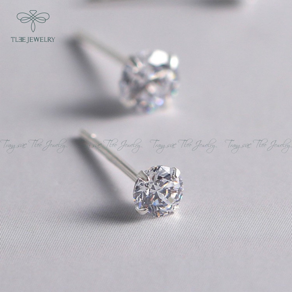 Khuyên tai bạc nữ TLEE nụ đá lấp lánh cao cấp NCJ B0206