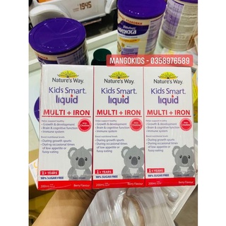 Siro Vitamin tổng hợp + Sắt cho bé Nature's Way 200ml - Kids Smart Liquid MultiVitamin + Iron