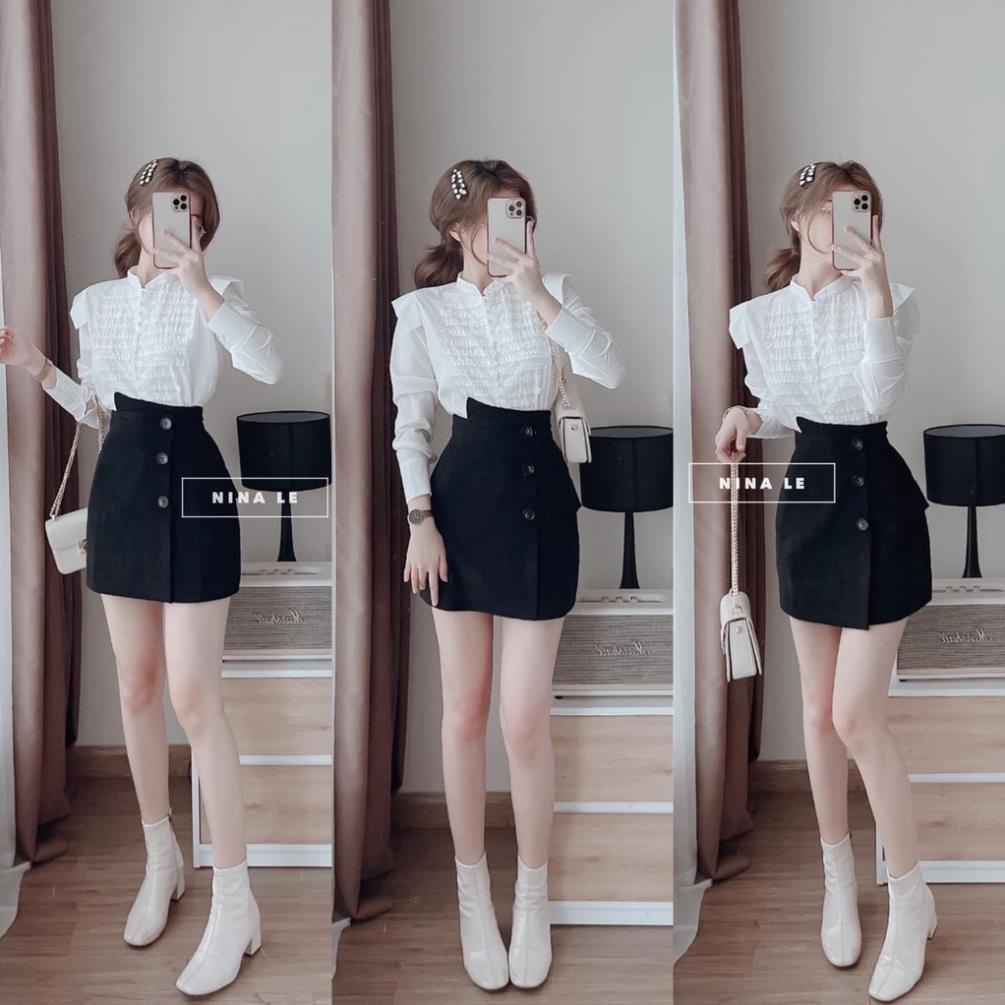 [ 𝐅𝐑𝐄𝐄 𝐒𝐇𝐈𝐏 ] SÉT SƠ MI CỔ TÀU REN MIX CHÂN VÁY LỆCH CHỮ A CHẤT ĐẸP LẮM Ạ HÀNG L1