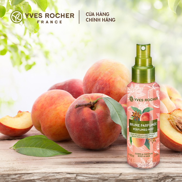 [COSYVES40 giảm 8% đơn 250K] Xịt Thơm Toàn Thân Yves Rocher Sensuality Body & Hair Mist Peach & Star Anise 100ml