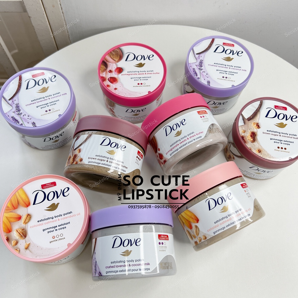 Set Tẩy Da Chết Body Dove Exfoliating Body Polish (Set 3 Hũ và Set 2 Hũ)