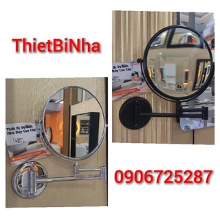 Gương trang điểm treo tường sơn tĩnh điện màu đen,mạ Crom sáng bóng,gương trang điểm 2 mặt cao cấp,xoay 360 độ
