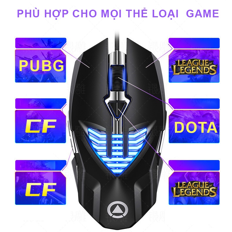 Chuột máy tính có dây gaming YINDIAO G4 Pro có LED RGB thiết kế công thái học cảm chuyên dụng chơi game - Chính hãng