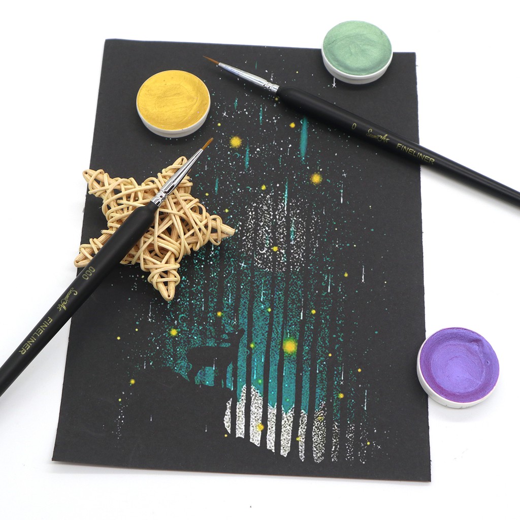 Bộ 6 cây cọ SeamiArt vẽ tranh màu nước/ sơn dầu/ acrylic/ gouache chuyên dụng