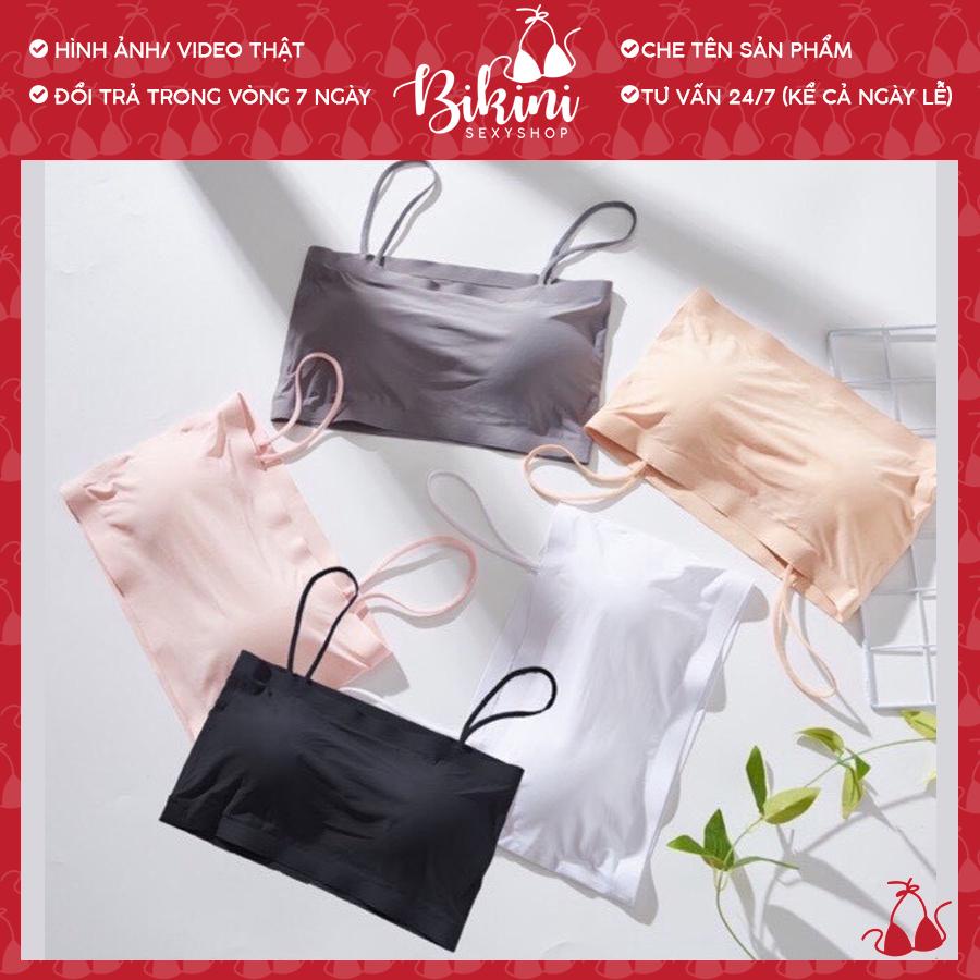 Áo bra nữ đúc su 2 dây đệm mỏng màu đen/ trắng/ hồng/ ghi freesize dưới 55kg Bra06