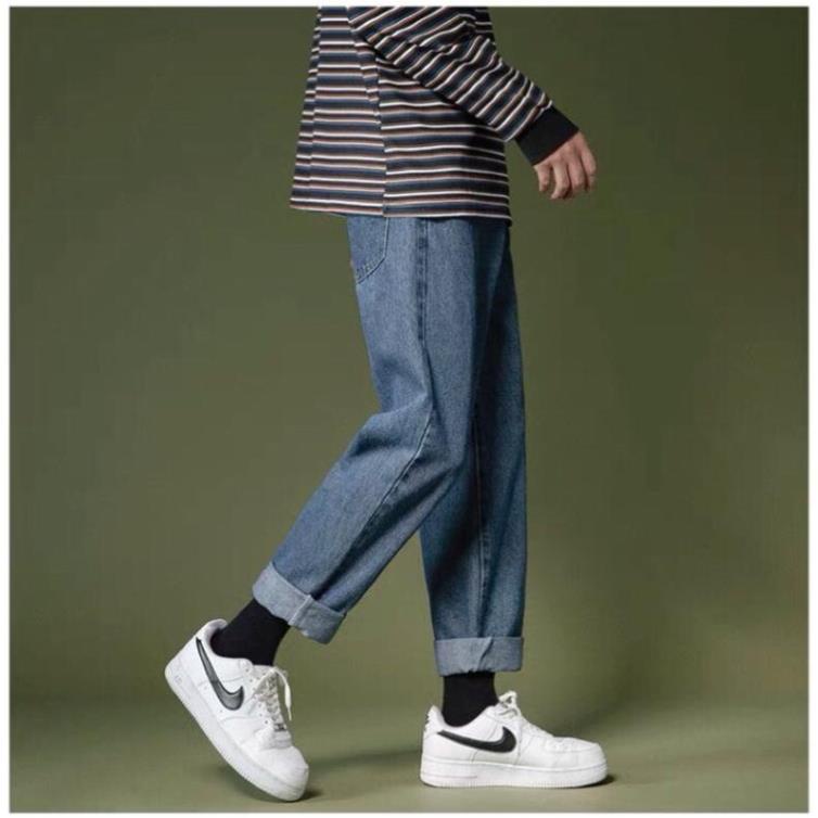 Quần jean bò baggy nam nữ ống suông rộng Unisex hàng Quảng Châu phong cách Hàn Quốc sành điệu style năm 2021 | BigBuy360 - bigbuy360.vn