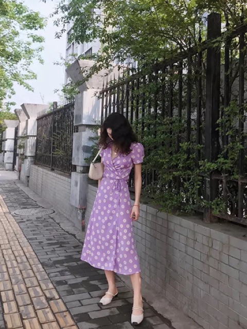 Đầm maxi đắp chéo hoa cúc | BigBuy360 - bigbuy360.vn