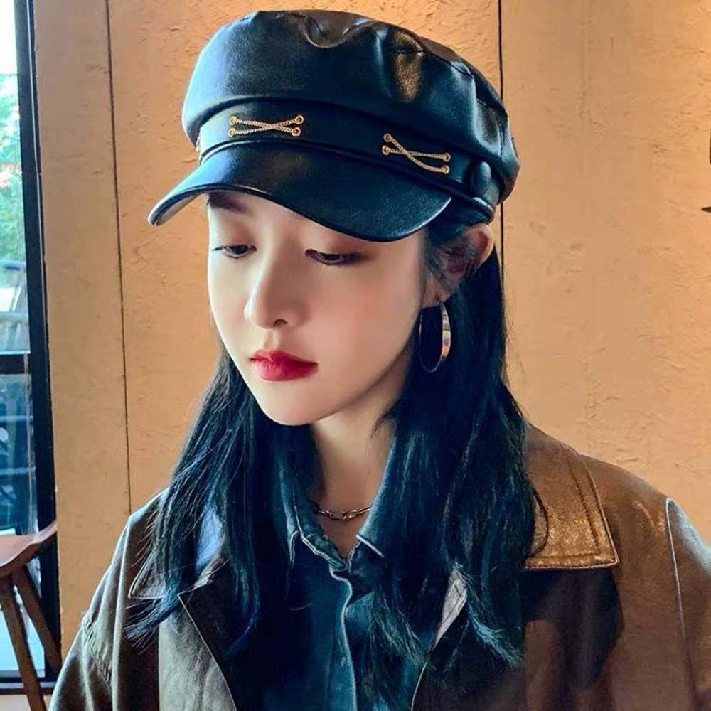 Mũ Beret Phối Dây Xích Phong Cách Anh Quốc Cổ Điển Thời Trang Mùa Thu Cho Nữ