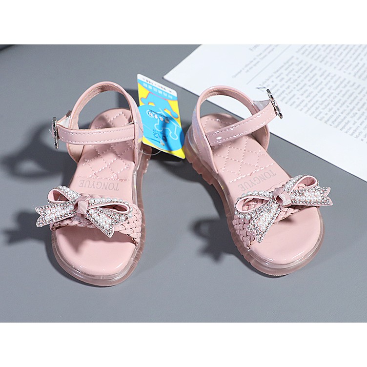 sandal bé gái size 21-30 quai đan ngang đèn led size 21-25, không đèn size 26-30