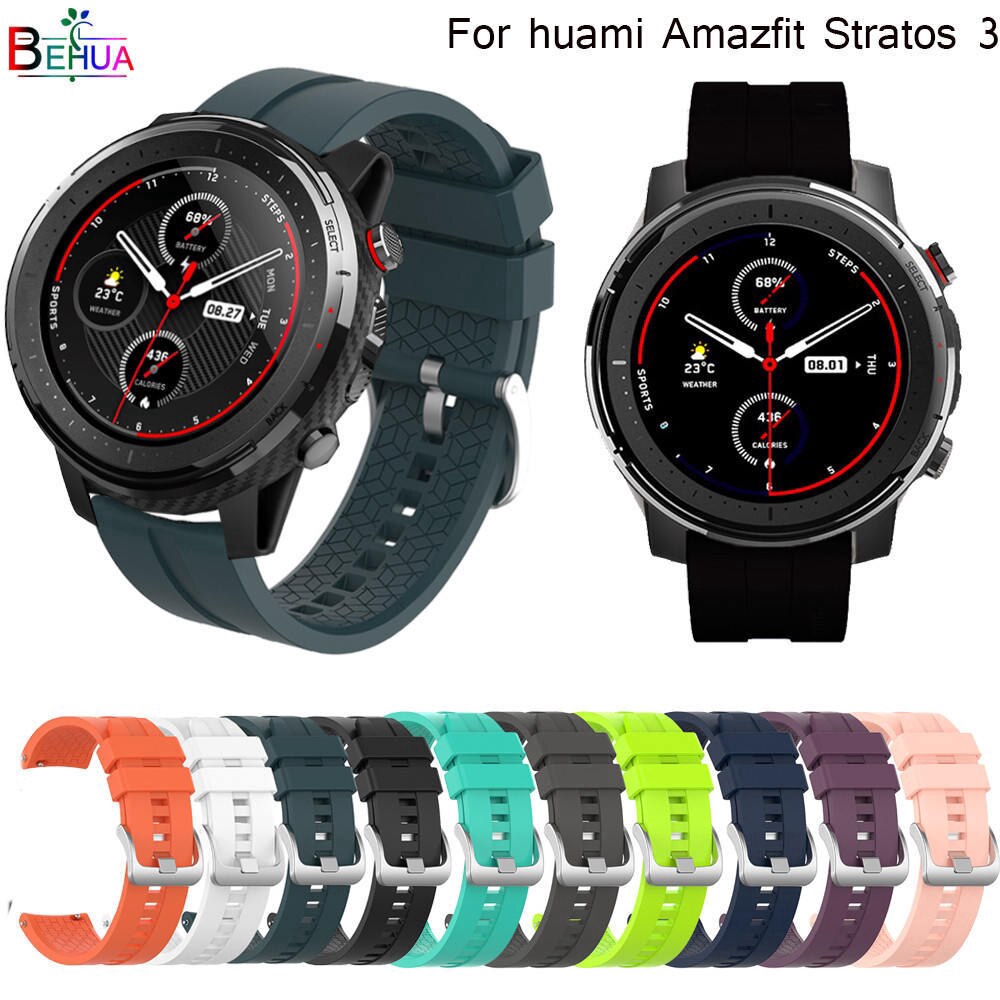 silicone 22mm watchband for huami Amazfit Stratos 3 2 2S straps for Huawei Watch 2 Classic smartwatch wristband bracelet