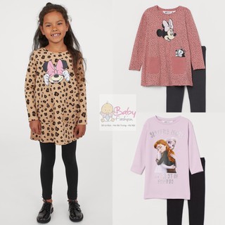 [Siêu Rẻ ] Bộ dài tay cho bé gái - Set bộ kèm áo váy Elsa và Minnie HM cho bé gái size 2-10t