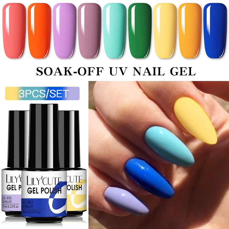 UR SUGAR Set 3 lọ sơn móng tay màu trơn tiện dụng