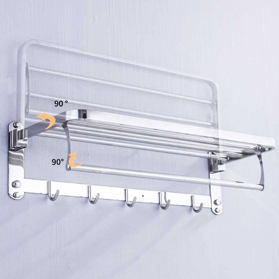 Vắt Khăn Tắm Đế Đặc - Giá treo khăn tắm Inox 304 Đa năng 2 tầng, có móc treo quần áo Cao Cấp, Cực chắc chắn