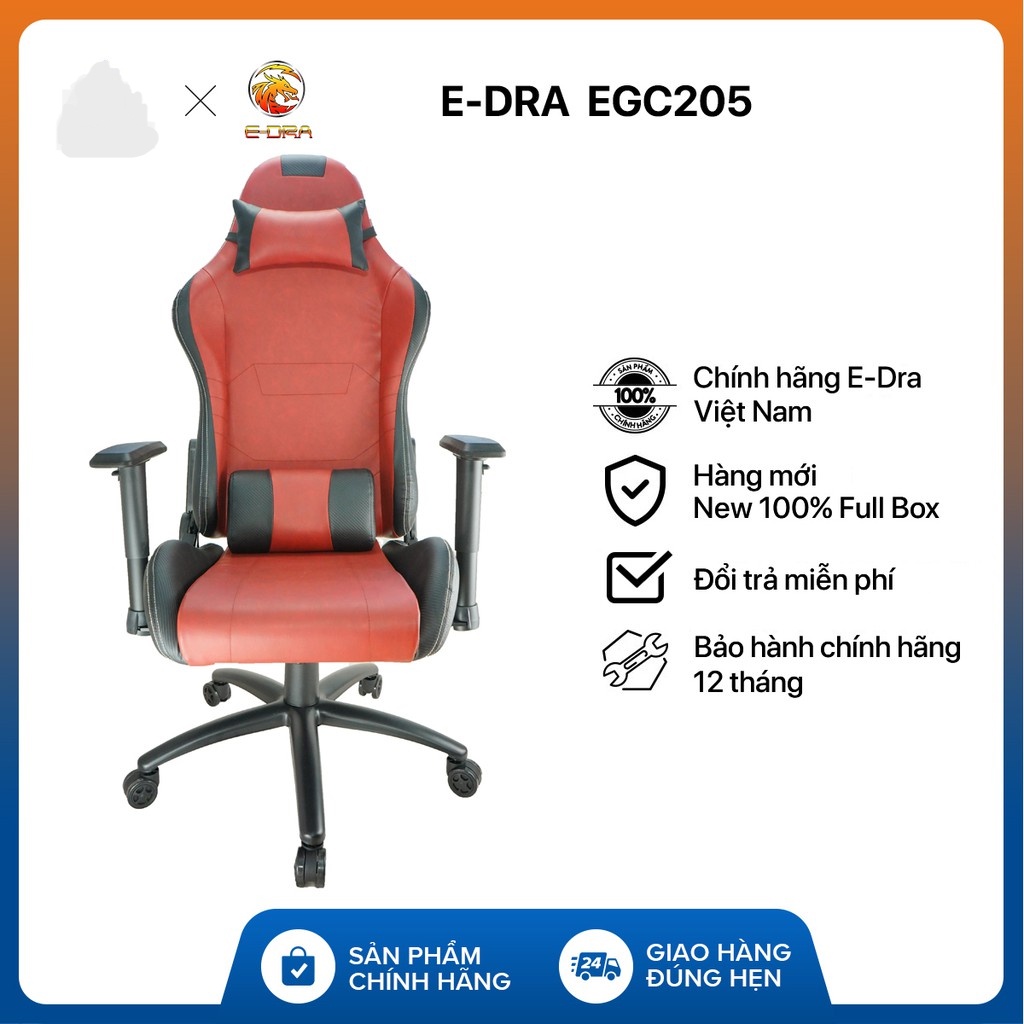 Ghế gaming E-Dra Midnight EGC205 da cao cấp , nâng hạ ngã lưng xoay 360 độ, ghế xoay livestream giá rẻ.
