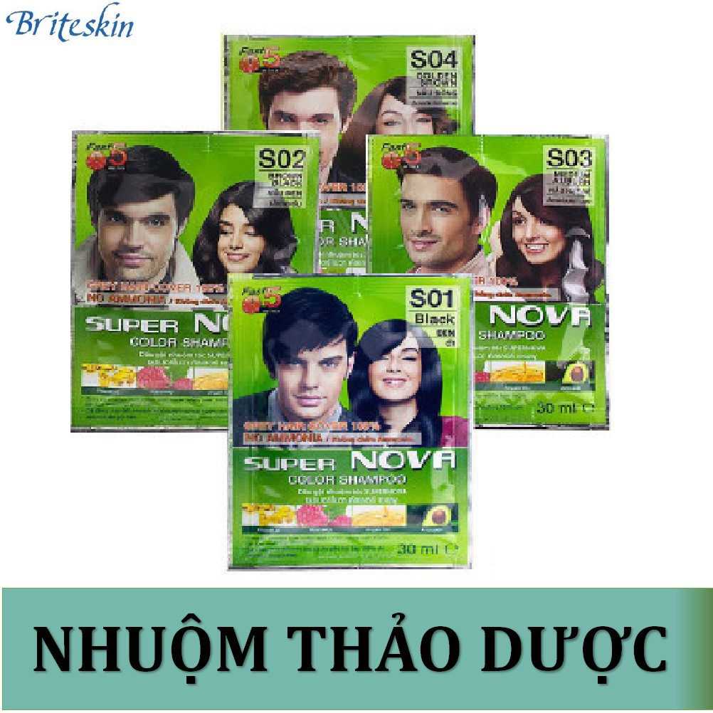 Combo( Hộp 12 Gói) Dòng Dầu Gội Nhuộm Thảo Dược Super Nova (Đủ 4 Màu S01-S04)