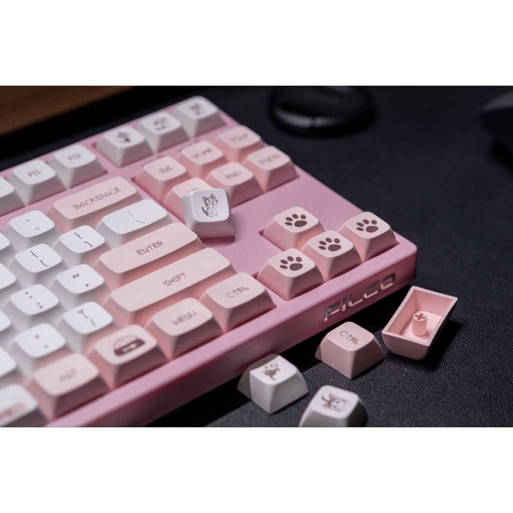 Keycap Cheese Cat XDA PBT Dyesub - bộ nút thay cho bàn phím cơ 60 68 84 87 80 137
