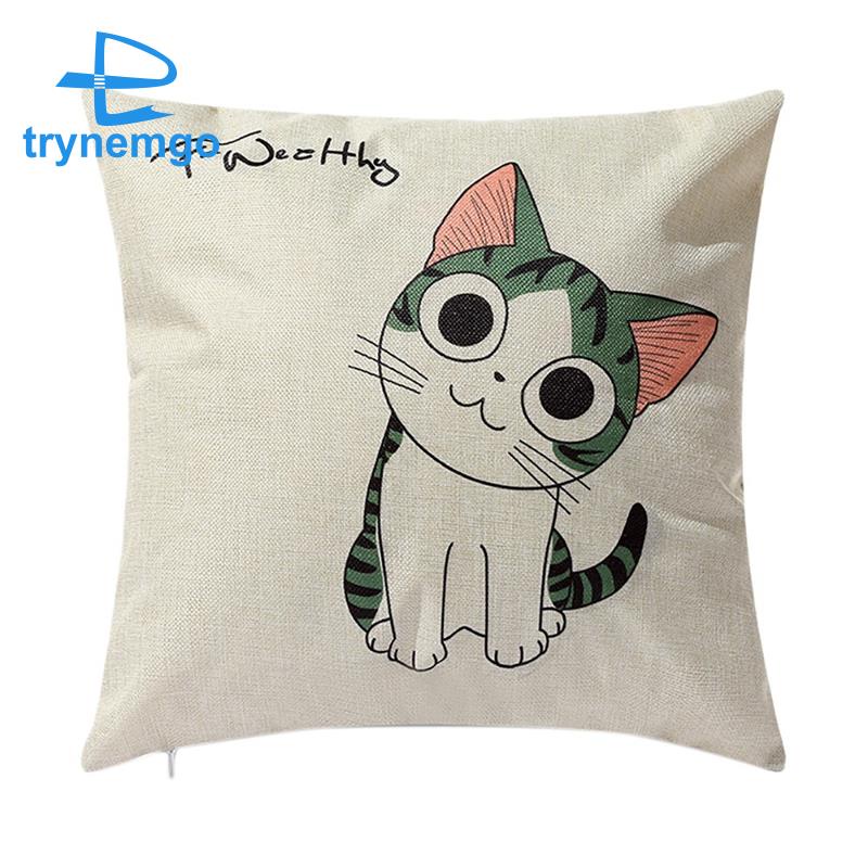 Vỏ Gối Hình Vuông 45X45cm In Họa Tiết Chú Mèo Độc Đáo Trang Trí Nhà Cửa