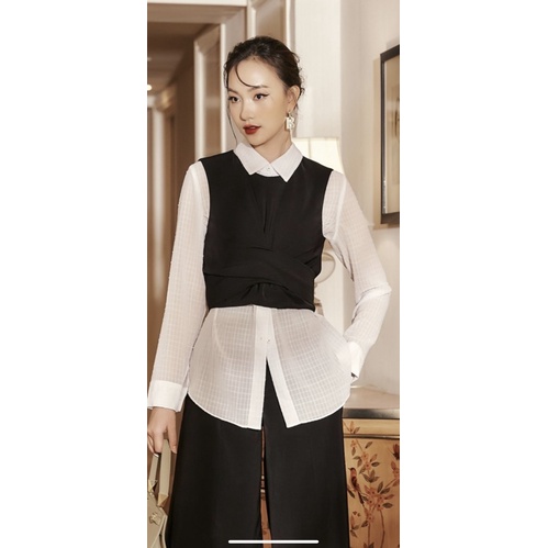 Thanh lý set đồ sơ mi kèm quây ngoài nguyên tag Elise