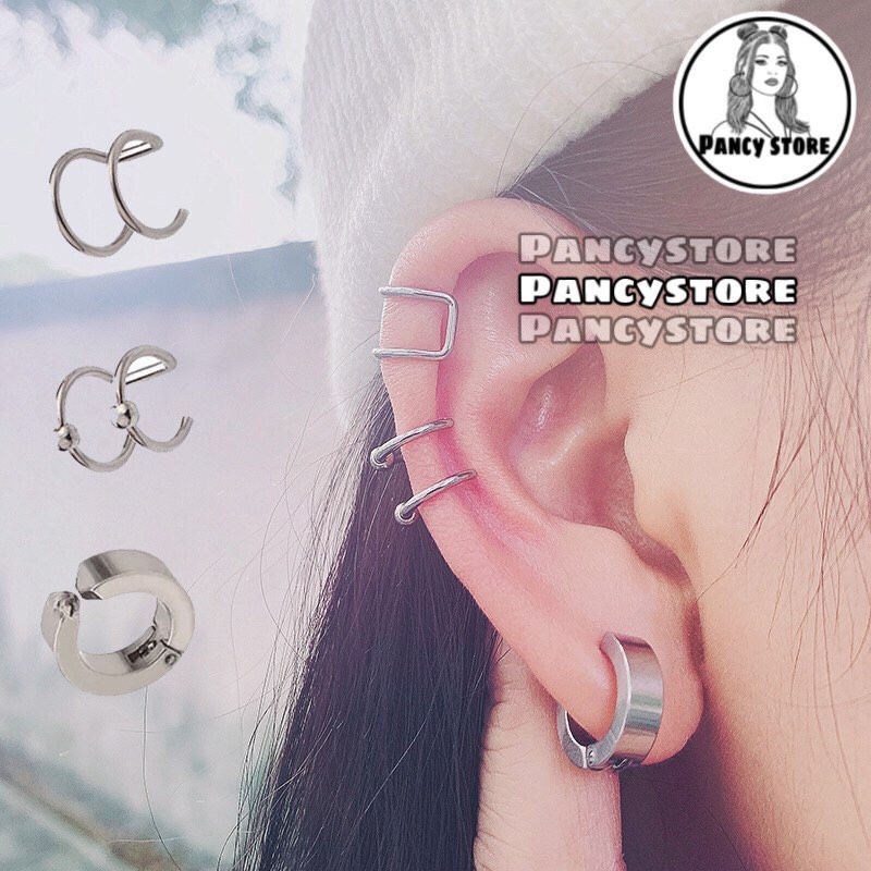 kẹp tai titan nhiều kiểu không cần xỏ lỗ unisex cho nam nữ