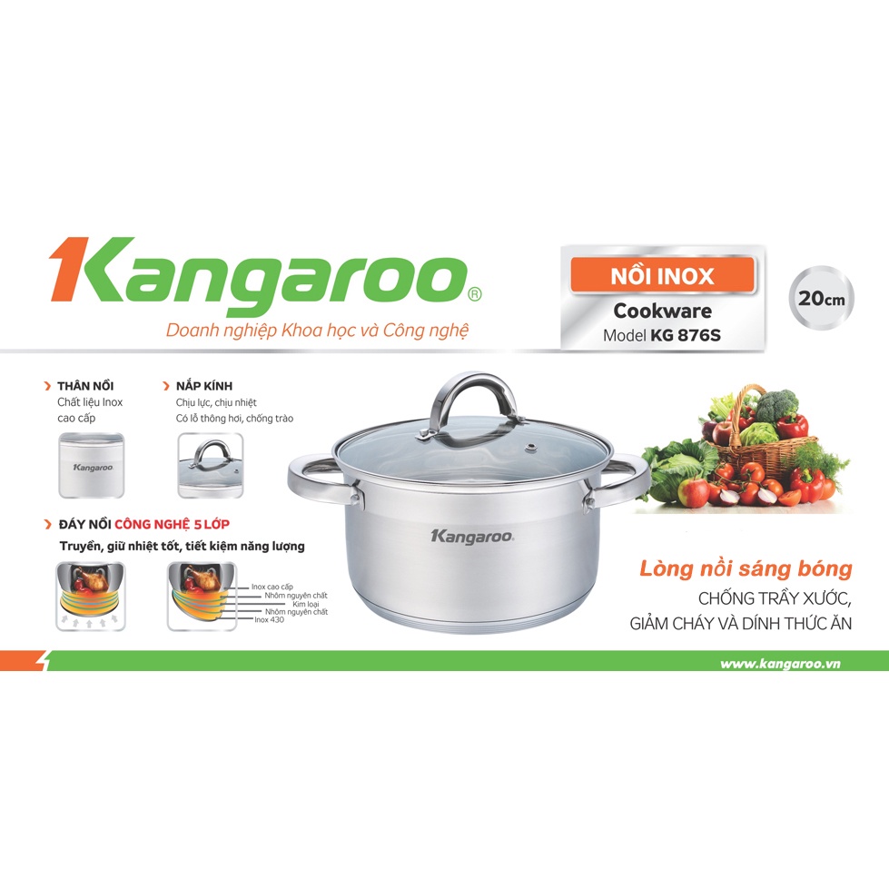 Nồi lẻ inox đơn 5 đáy Kangaroo KG876