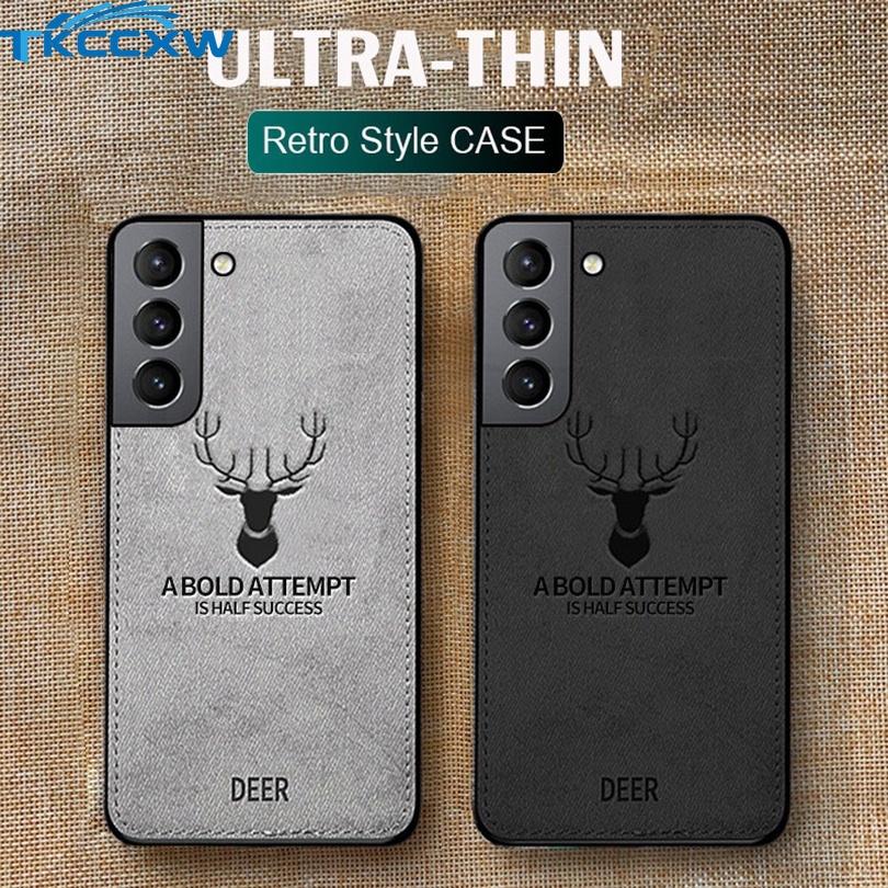 Ốp Điện Thoại Vải Viền TPU Họa Tiết Chú Hươu Độc Đáo Cho Samsung Galaxy S20 S21 S22 Ultra S20 S21 S22 Plus S21 FE
